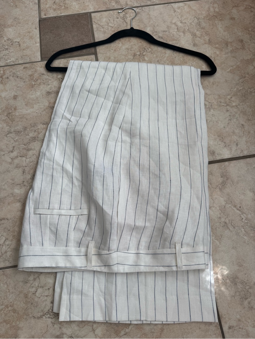 Lafayette 148 New York White Linen Pinstripe Dress Pants
